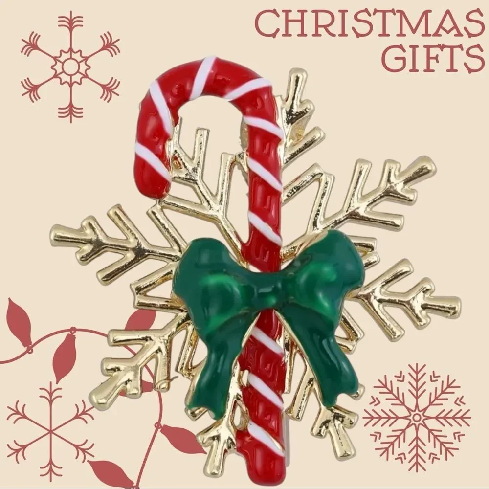 CANDY‎ CANE CHRISTMAS BROOCH
